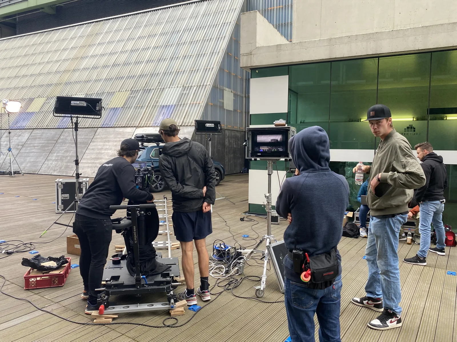 Außenproduktion mit Filmcrew